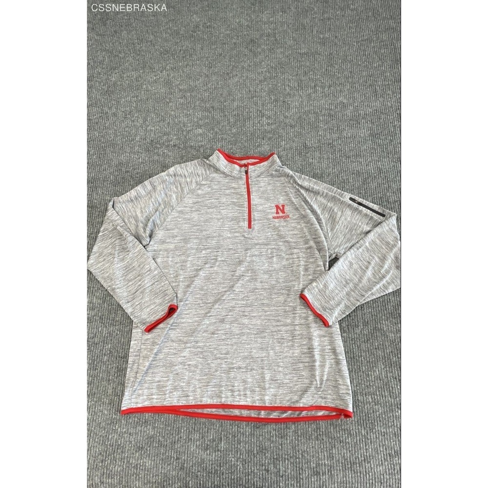 Colosseum Men's Nebraska Huskers 1/4 Zip Pullover Gray Space Dye XL
